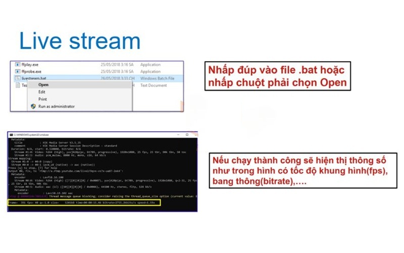 nhấn chuột để chạy livestream