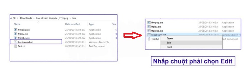 thư mục Bin trong file cài đặt của FFmpeg 